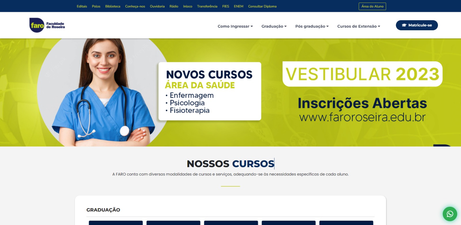 Case Faro - Faculdade de Roseira | WOZCODE